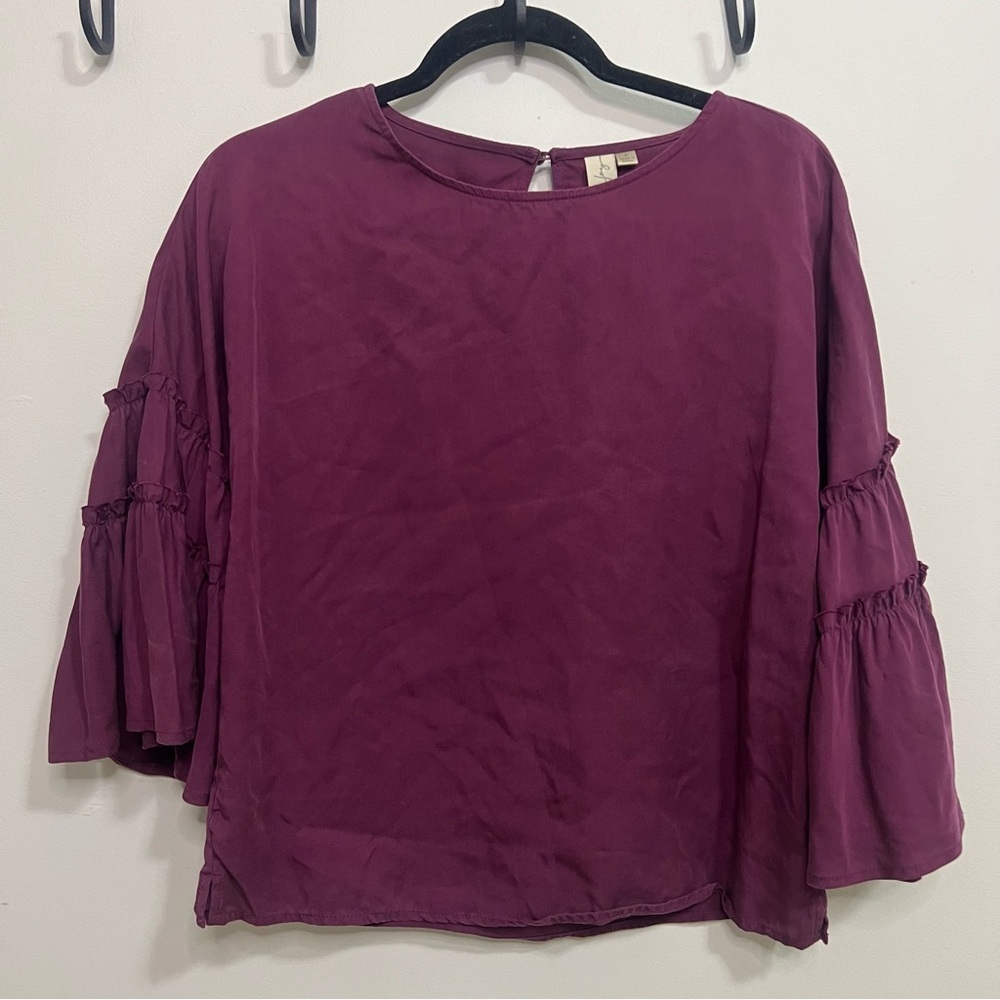 Women's Plum Bell Sleeve Blouse Careerwear Work Office Spring Career Business
